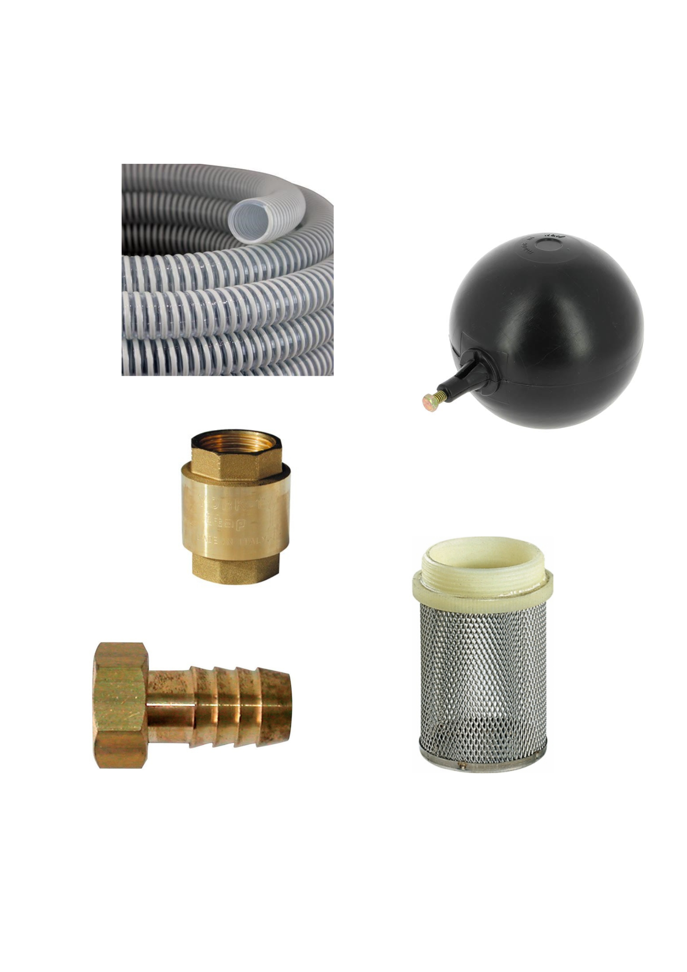 Tuyau souple d’aspiration avec clapet, crépine et flotteur